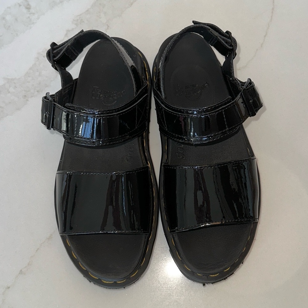 Dr. Martens VOSS Patent Leather Strap Sandals in Black Lampe - Picture 11 of 16